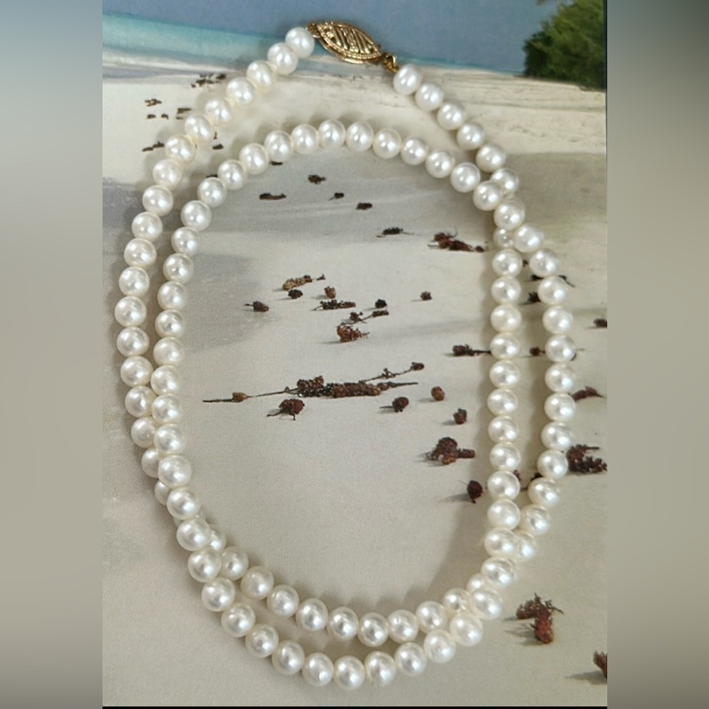 14k real solid golds real pearls necklace